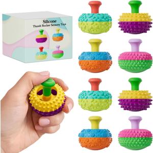 Silicone Thumb Rocker Fidget Toys for Kids Adults ,8PCS Stress Relief Sensory Toys for Autism ADHD Anxiety,Fun Textures Gadgets,Office Desk Toy,Stocking Stuffers for Women Men Teen Gifts