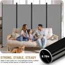 Room Divider 6FT Tall Folding Privacy Partition Screen, 88'' W Portable Wall Divider for Room Separation, Freestanding 4 Panel Room Divider Panel Privacy Screen for Dorm Studio Office, Grey