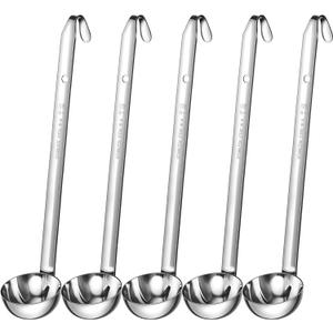 Cunhill 5 Pcs Soup Ladles Stainless Steel Serving Ladles with Long Handle for Serving, Cooking, Stirring, Portioning Kitchen Restaurant Accessories(3 oz)