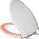 Clirass Elongated Heated Toilet Seat with Night Light, Three Temperature Settings Heated Seat,70 in Power Cord, Fit Elongated Toilet, Cold Water Bidet Function Toilet Seat With Slow Close