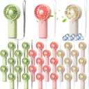 Rossesay 30 Pcs Mini Portable Fan Handheld Battery Operated Portable Small Personal Fans for Summer Travel Beach Indoor Outdoor Cooling Gift (Green,Pink,White)