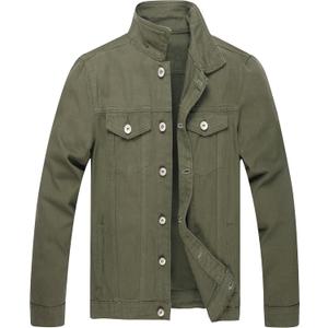 Denim Jeans Jackets For Slim Fit Destroyed Distressed Fashion Ripped Vintage Coat Jeans Jacket (Green, XXXL)