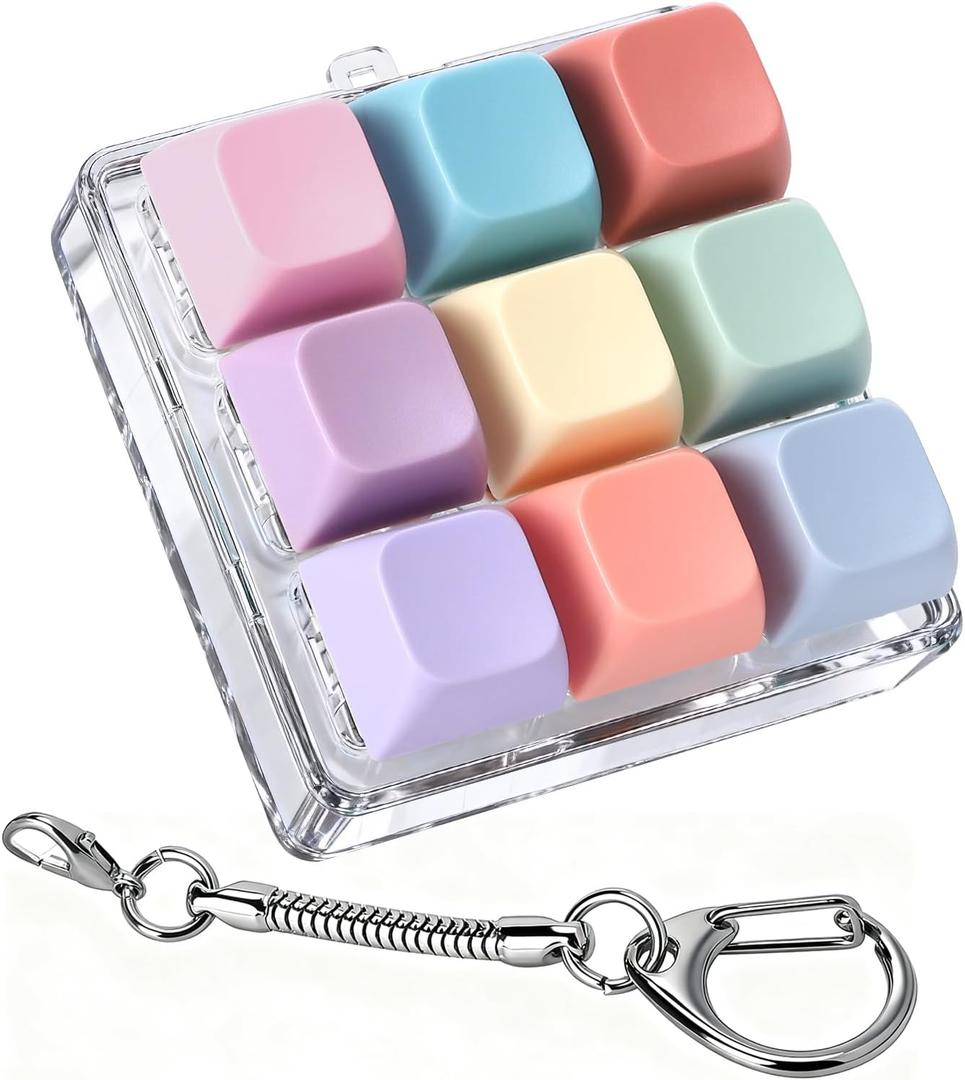 Axlksia Keyboard Fidget Toy, Fidget Clicker Keyboard Fidget Keychain, Button Fidget Gifts for Adults to Relieve Stress and Pass Time (Style C)