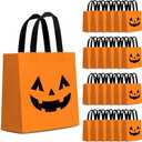 KERINGO 24 PCS Halloween Candy Bags Reusable Non Woven Treat Gift Bags Pumpkin Tote with Handles Bulk For Halloween Themed Trick or Treat Party Favors Supplies
