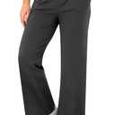 Wide Leg Work Pants for Woman Stretchy Office Slack Dress Pants Business Trousers with Pockets (XX-Large, Dark Grey)