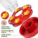 2 Pack Plastic Hummingbird Feeders for Outdoors Hanging Ant and Bee Proof,15 Ounces Red Hummingbird Feeder with 5 Feeding Ports and Perches, Built-in Ant Moat, Outside Garden Dcor (Plastic, 2)