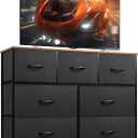 WLIVE 7 Drawer Dresser TV Stand, Entertainment Center, Media Console Table with Metal Frame and Wood Top for TV up to 45 inch, Chest of Drawers for Bedroom, Living Room, Black and Rustic Brown
