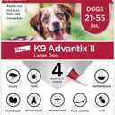 K9 Advantix II Large Dog Vet-Recommended Flea, Tick & Mosquito Treatment & Prevention | Dogs 21 - 55 lbs. | 4-Mo Supply (3 Pack)