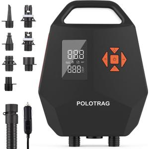Paddle Board Pump, Sup Pump Electric Portable with Auto-Off/Deflation, Dual Stage 12V DC Car Connector Air Pump for Inflatables, Kayak and Air Mattress (Orange)