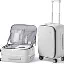 mixi 20 Inch Carry On Luggage 22x14x9 Airline Approved PC Hard Shell Suitcase Top Opening Aluminum Frame Travel Suitcases with Wheels, Smoke White
