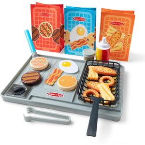 Melissa & Doug Flip & Fry Grill Play Set with Water Wow!® Kids Kitchen Playset with Color Changing Play Food, Preschool Toys for Girls & Boys Ages 3+