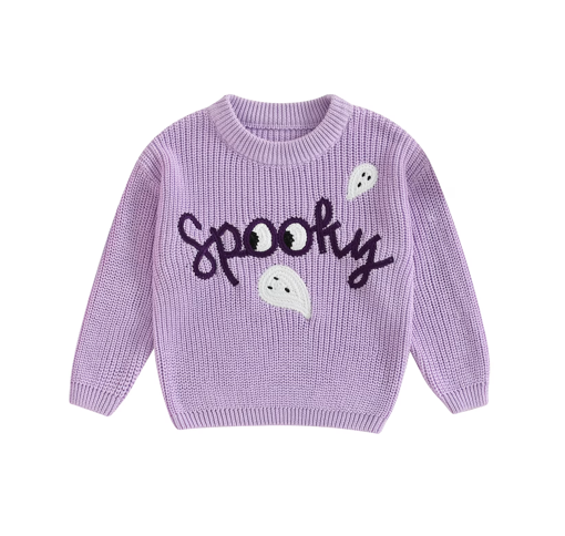BemeyourBBs Toddler Girl Halloween Sweater Embroidery Long Sleeve Knitted Tops  2-3Y, Purple
