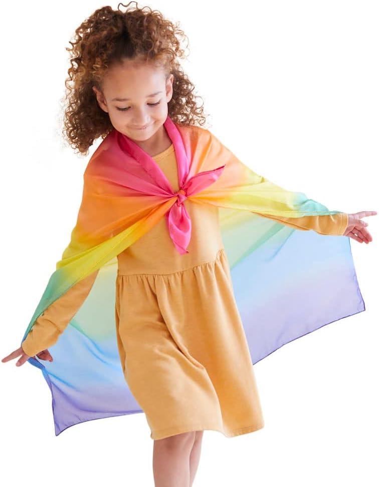 Sarah's Silks Enchanted Playsilk | 100% Silk Sensory Toys for Toddlers | Square Scarves, Montessori and Waldorf Toys for Pretend Play - Rainbow (Multi)