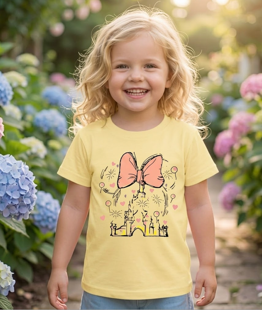 GLIGLITTR Magical Crewneck Sweatshirt for Toddler Girl Magic Castle Long Sleeve Shirts Kingdom Holiday Family Vacation Outfit(Apricot,5-6Years) (Beige)