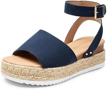 DREAM PAIRS Women's Platform Espadrilles Casual Ankle Strap Wedge Sandals Comfortable Dressy Summer Shoes 8