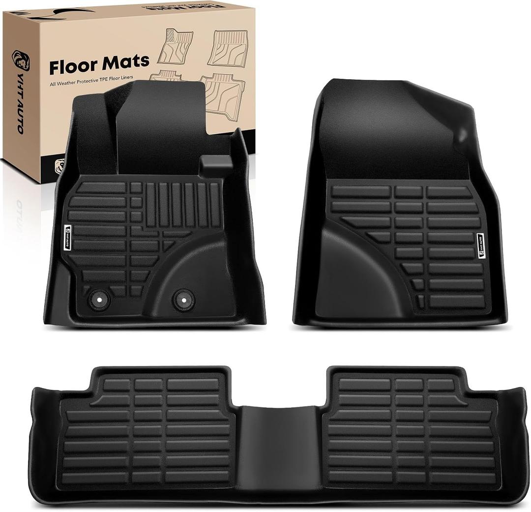 YHTAUTO All Weather Floor Mats Compatible with 2009-2013 Toyota Corolla Sedan, Automatic Transmission, TPE Floor Liners All-Weather Protection Custom Fit, 1st & 2nd Row, Set of 3