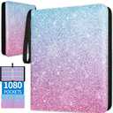 1080 Pockets Card Binder 9 Pocket, Trading Card Binder with 60 Page Removable Sleeves, Zipper Card Book Album Holder[PROTECTIVE][PLEASANT TOUCH SURFACE]
