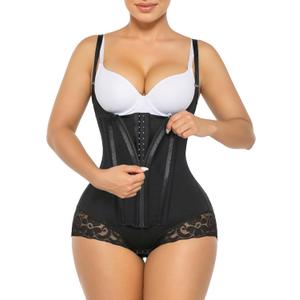 SHAPERX Women's Fajas Colombianas Shapewear Tummy Control Body Shaper Girdles Post Surgery Compression Garment (Large, Black)