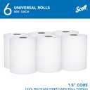 Scott Professional Universal 100% Recycled Fiber Hard Roll Paper Towels, Bulk (56158), Hardwound 1.5" Core, Absorbency Pockets, Compressed, White (6 Rolls at 800' Each, 4,800'/Case)