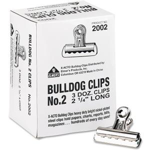 X-ACTO #2 Bulldog Clips, 2.25 Inches, Box of 36