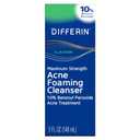 Differin Acne Face Wash with 10% Benzoyl Peroxide, Maximum Strength OTC Acne Foaming Cleanser, Fast Acting Acne Treatment for Face and Body, 5 oz.