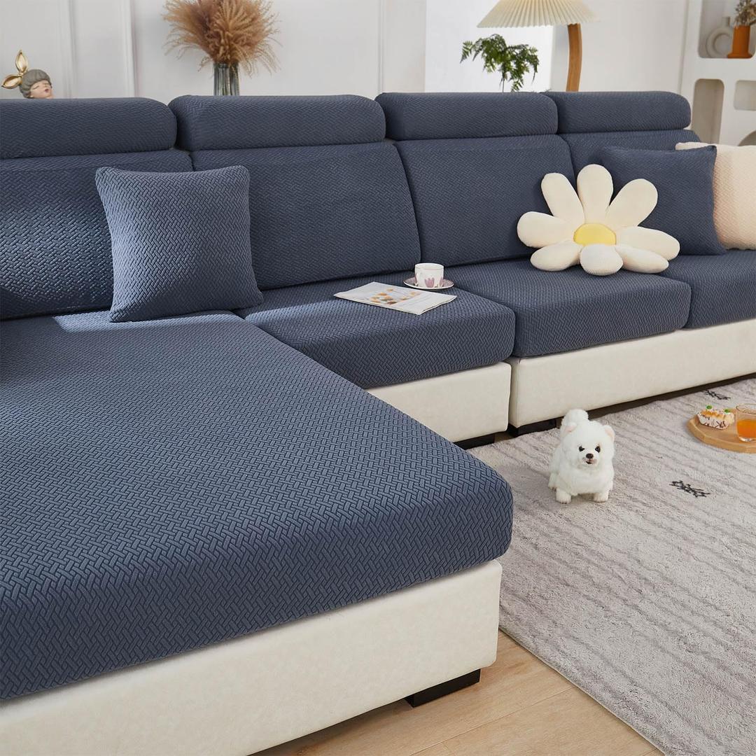 Sofa Covers Couch Covers for Sofa Pet Friendly Couch Cushion Covers Universal Sofa Covers Washable Stretch Slipcovers for Sectional Sofa (Texture Metal Gray, Large Single Seat Cover)