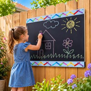 FunooFuno Giant Outdoor Chalkboard for Kids 27.6 x 19.7 Inch, Rectangular | Large Chalkboard, Sturdy Wall Mounted Weatherproof, for Toddler Classroom, Back to School Gift Decor Indoor Outdoor