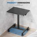 OLIXIS Mobile Standing Desk with Wheels Small Rolling Laptop Desks Portable Pneumatic Adjustable Height Sit Stand Table Computer Workstation for Home Office Black