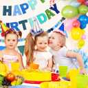 CANREVEL Pre-Strung 3D Rainbow Happy Birthday Banner, 3 PCS Happy Birthday Felt Sign, Pom Pom Garland, Triangle Fabric Bunting, Colorful Reusable Birthday Decorations for Women Men Girls Boys, Blue