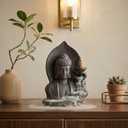 Ceramic Incense Burner, Waterfall Reflux Design, Aromatherapy Holder for Cones and Sticks, Dark Brown (404)