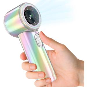 Portable Handheld Turbo Fan, Battery Operated Up to 10 Working Hours, 15000RPM High Speed, 100 Speed Personal Pocket Fan, Rainbow Rechargeable Summer Essentials for Women Beach Travel Outdoor (White)