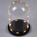 DuvinDD Glass Dome Cloche with LED Light Base Countertop Small Bell Jar Display Dome Clear Glass Display Case Deco, 4.33" D X 4.7" H, Valentines Day Gifts