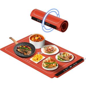 HanLinya Food Warming Mats for Countertop Buffet (XL 23.6"x14.8") Silicone Warming mat with 3 Temperature Settings and 6 Hours Timer, Portable Food Warmer Mat for Buffets Parties