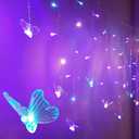 Butterfly Fairy Lights for Bedroom Curtain Lights Twinkle Pastel Cute String Lights Led Hanging for Kids Girls Room for Wall Bed Ceiling Decor with Remote Dimmer