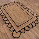 SVI Rug Scallop Pattern Jute Bohemian Area Rug (Black, 2'x6')