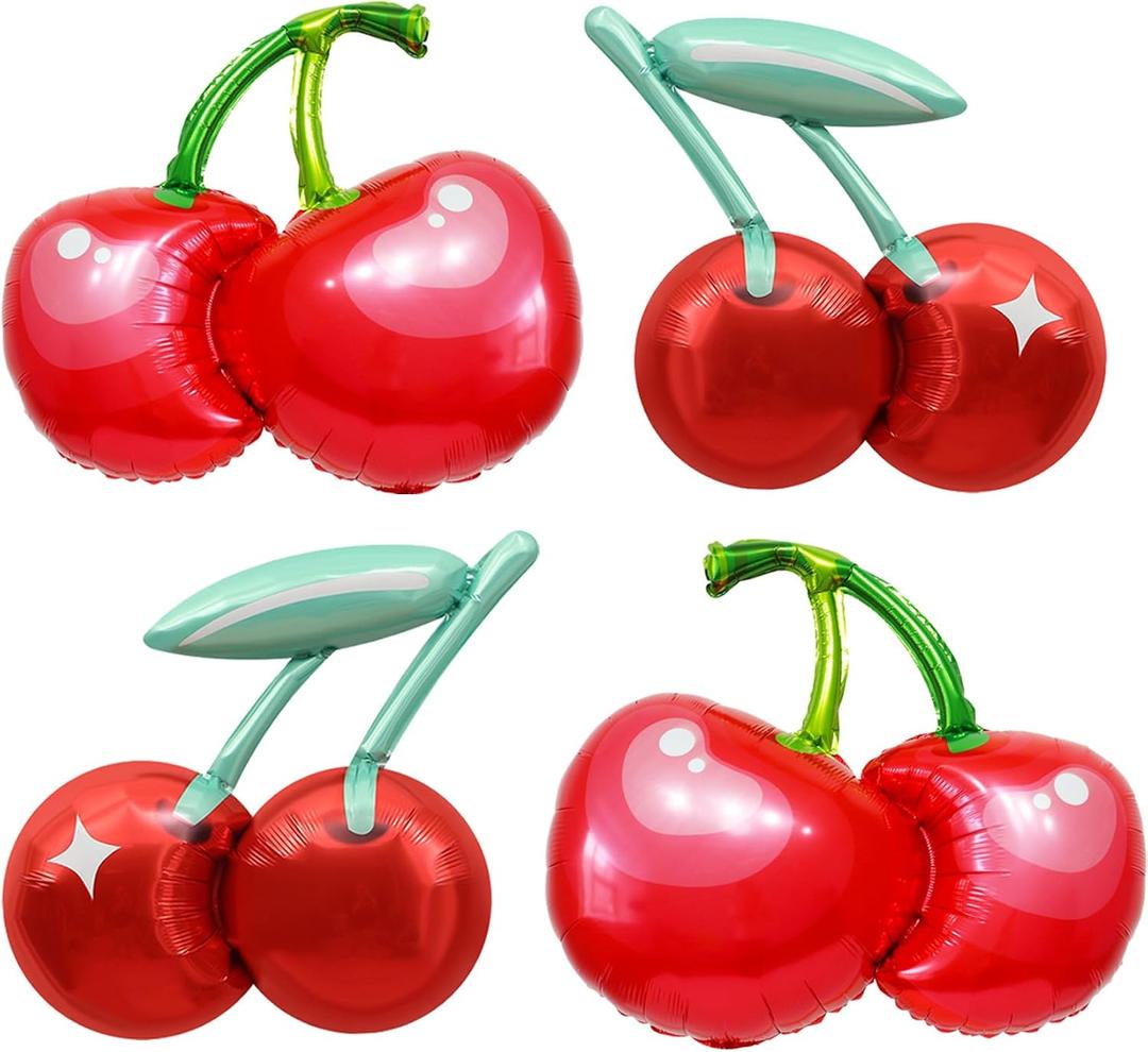 3 x 4pcs Red Cherry Balloons,Cute Cherry Balloons for Summer Party Decorations, Fruit Theme Birthday Decor,Cheetah Cherry Party, She is ready to Pop Party