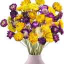 Phliofd 40PCS Dried Daisy Mums Flowers, 16.9in Dried Daisies Chrysanthemum Gerbera Dried Orange Yellow Flowers Arrangements for Vase Home Farmhouse Wedding DIY Table Centerpiece Dcor