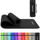 Yoga Mat Premium Non Slip Thick  Extra Comfortable Exercise Mat for Home Workouts, Pilates, Stretching & Gym  Cushioned NBR Foam, Gym Mat with Strap, for Women & Men (74.5 x 40 x 0.6 in, Black)