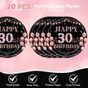 2 x 62Pcs 30th Birthday Decorations for Girls Her, Rose Gold Birthday Party Supplies Include 20 7''Plates 20 9'' Plates 20 Napkins and 2 Tablecloth, Rose Gold Princess Party Tableware for 20 Guests
