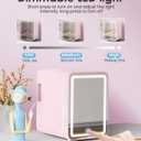 CUTIEWORLD Skincare Fridge with Dimmable LED Light Mirror, 4L Mini Fridge For Desktop, Travel or Cool & Heat, Makeup Fridge for Cosmetics, Skin Care and Food, Pink