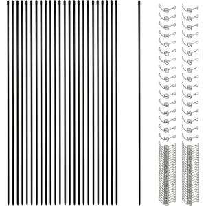 Sunnyglade 45.3 Inch 25 Pcs Fiberglass Electric Fence Posts with 100 Pcs Metal Loops, Temporary Fence Stakes for Animals Fence, Garden Protection