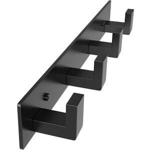 PMMASTO Coat Rack Wall Mount, Coat Hooks Wall Hooks for Hanging, Stainless Steel Coat Hanger Towel Hooks for Bathrooms, Coat Rack Hat Rack (Black 4 Hooks, 1 Pack)