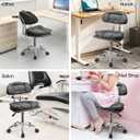 JOSTZHXIN Rolling Stool Backrest, Thick Seat Padding, Heavy Duty Home Office Rolling Chair, Adjustable Height Swivel Stool Chair for Nail Salon Spa Massage Tattoo Work,Dark Grey