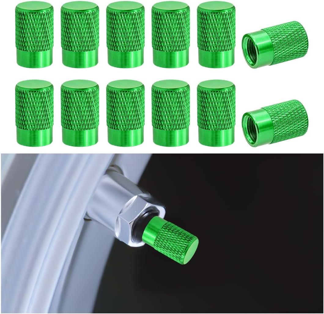Mandark Car Tire Valve Stem Caps, 12PCS Aluminum Alloy Vehicle Stem Covers, Leak Proof Automotive Interior Wheel Valve Covers Accessories, Universal for Trucks Motorcycles SUVs (Green)