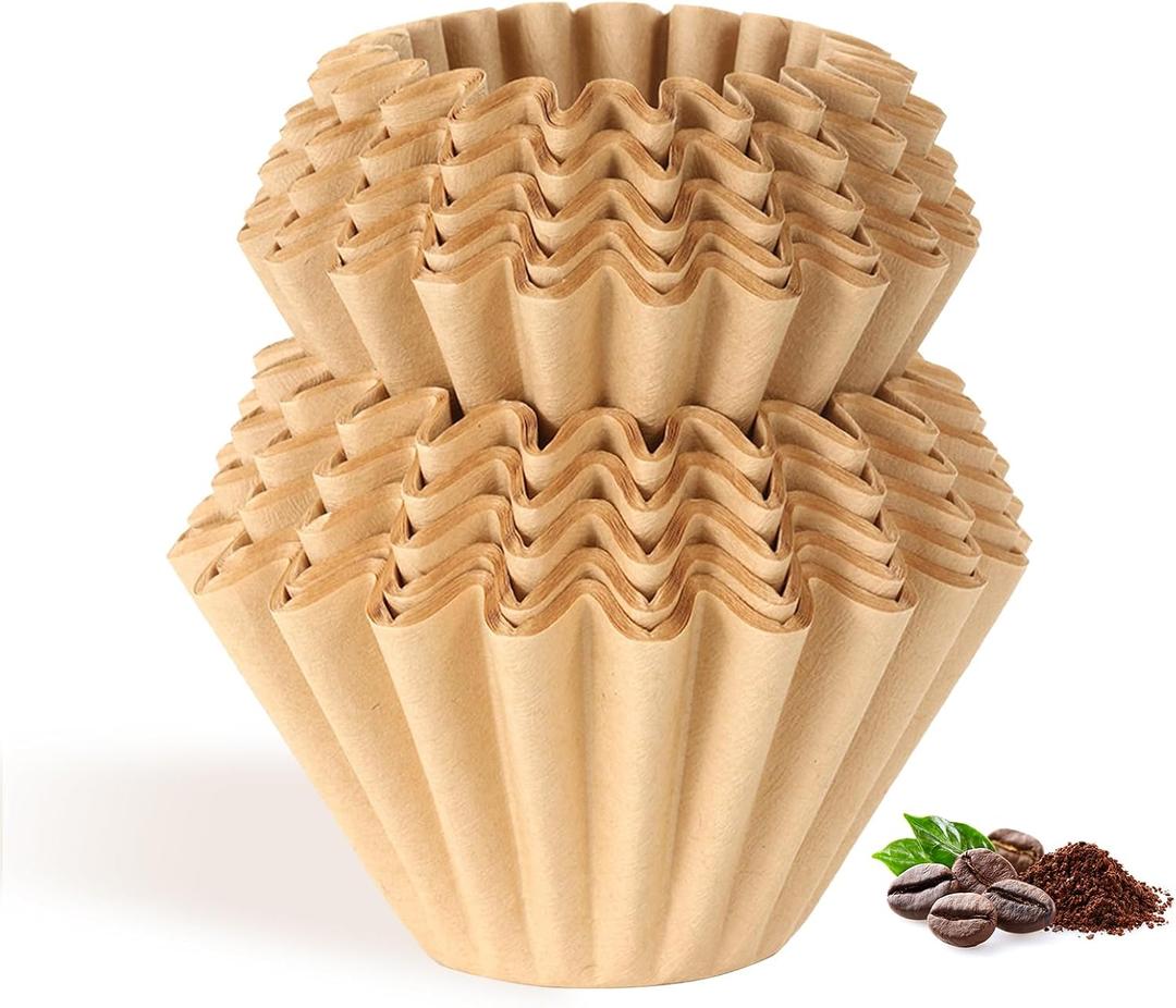 100 Count Unbleached Coffee Filters, 4-5 Cup Natural Basket Coffee Filter Paper for 5 Cup Coffee Maker, Small Coffee Travel Brewer, Single Serve Coffee Pot (Brown)