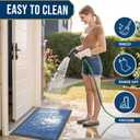 Smiry Front Door Mat Outside Entrance, Heavy Duty Sturdy Natural Rubber Doormat, Trap Dirt and Moisture, Easy Clean Low Profile Mats for Indoor Outdoor Entry, Irregular Triangle (29.5x17, Blue)