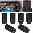 6 Pack 1/2" Crank Bolt Socket Set,17MM, 19MM, 21MM, 22MM, 24MM 27MM, Harmonic Balancer Socket Set, 3 Times Momentum Power of Standard Impact Socket Set,Crank Bolt Removal Tool