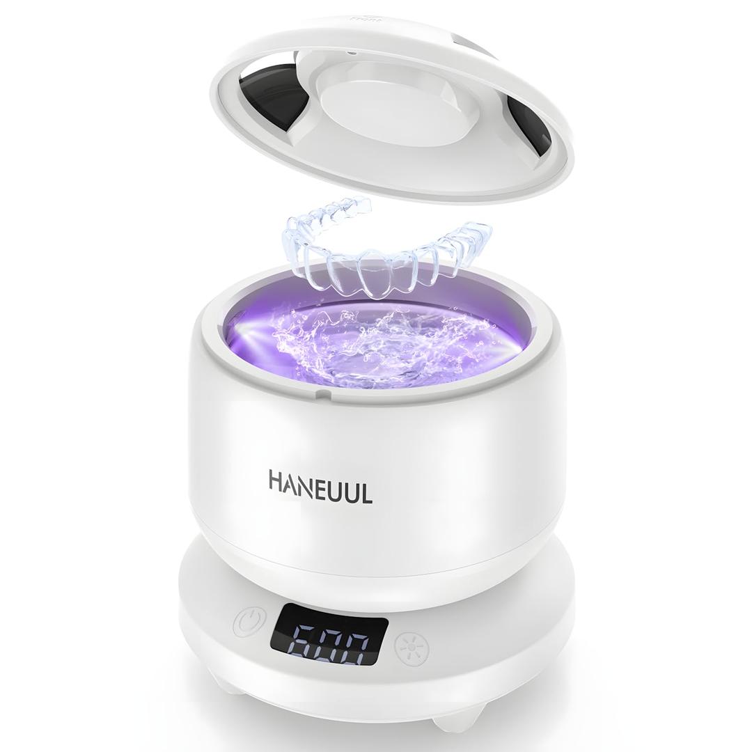 Ultrasonic Retainer Cleaner for Dentures & Aligner, Durable and Portable Denture Cleaner Machine with Removable Tank for Mouth Guards, Jewelry, Rings, etc (Milky white) Ultrasonic Retainer Cleaner for Dentures & Aligner, Durable and Portable Denture Cleaner Machine with Removable Tank for Mouth Guards, Jewelry, Rings, etc (Milky white)