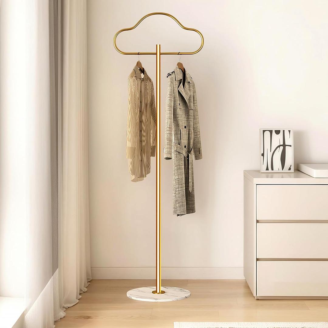 SEMIR Metal Gold Coat Rackswith Marble Base Modern Coat Tree for Coats, Hats, Scarves Cloud Shape Freestanding Coat Rack for Bedrooms, Living Rooms, Entryway, 12.6"D x 19.68"W x 68.9"H