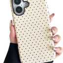 Compatible with iPhone 16 Case, Fashion Cute Polka Dot Pattern Aesthetic Design for Women, Soft TPU and Hard Back Shockproof Phone Case for iPhone 16 6.1 inch, Yellow